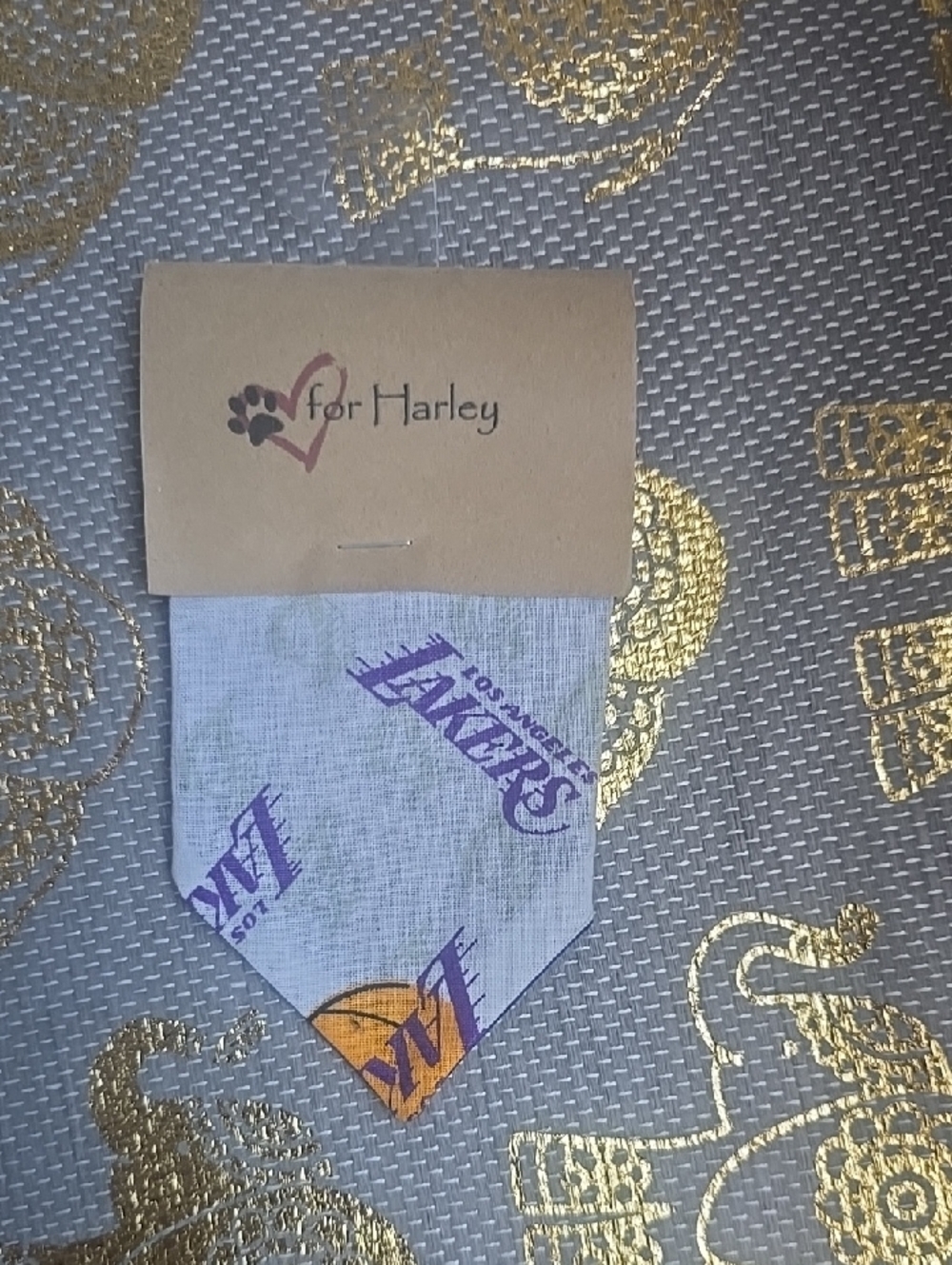 For Harley Gray Los Angeles Lakers Pet Bandana